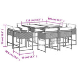 9 Piece Garden Dining Set with Cushions Black Poly Rattan 3211375