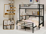 Sturdy Metal Bunk Bed with Wooden Desk Space-Saving Design for Bedroom, Home Office, or Dorm W3987P506944