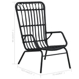 Garden Chair Black Poly Rattan, Powder-Coated Steel Medium 48581