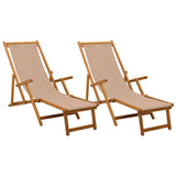 Folding Sun Lounger 2 pcs 3 Position Solid Eucalyptus Wood 3407826