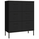 Drawer Cabinet Black Steel Medium Storage Cabinet Rectangular 336151