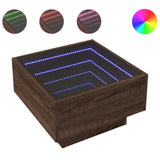 Coffee Table with LED Brown Oak 50x50x30 cm Engineered Wood 847510