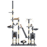 Cat Tree with Sisal Scratching Posts 230-250 cm Paw Prints Grey 170618