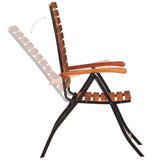 Garden Chair Set of 2 Brown and Black Acacia hardwood and steel 44391