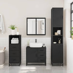 ZNTS 3 Piece Bathroom Furniture Set Black Engineered Wood 3301075