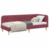 Corner Bed Frame with Headboard Wine Red 80 x 200 cm Fabric 42016556