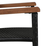 9 Piece Outdoor Dining Set Poly Rattan and Acacia Wood Black 43936