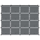 Storage Cube Organiser with 16 Cubes and Doors Black PP 4019581