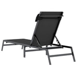 Sunlounger 1-person Black and Anthracite 197 x 54 x 86 cm Steel 42010348