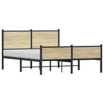 Metal Bed Frame without Mattress Sonoma Oak 137x190 cm 4007903