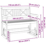 Garden Glider Bench Brown 110 x 59 x 97cm Solid Acacia wood 4105522
