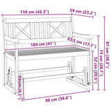 Garden Glider Bench Brown 110 x 59 x 97cm Solid Acacia wood 4105522