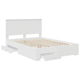 Bed Frame with Headboard White 140 x 200 cm Engineered Wood 3411296