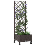 Garden Planter with Trellis&Wheels Brown 40 x 40 x 131.5 cm PP 3422914