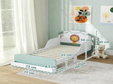 Toddler Bed with Storage, Guardrails, Lion Design, for Ages 3-8 Years, Fits 140 x 70cm Mattress, T3398P422138