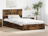 Bed Frame with Drawer Smoked Oak 100 x 200 cm Engineered Wood 3411345