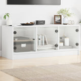TV Cabinet with Glass Doors White 102x37x42 cm 836406