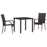 Garden Dining Set 3 pcs Brown Powder-Coated Steel 3379394