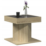 ZNTS Coffee Table with LED Sonoma Oak 50x50x45 cm Engineered Wood 847562