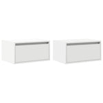 ZNTS Wall-mounted Bedside Cabinets with LED Lights 2 pcs White 860212