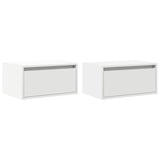 ZNTS Wall-mounted Bedside Cabinets with LED Lights 2 pcs White 860212