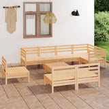 9 Piece Garden Lounge Set Solid Wood Pine 3082899