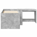 Kids'High Bed Frame with Desk 2 pcs Concrete Grey 3423465