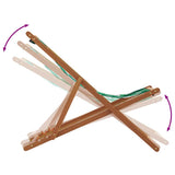 Folding Beach Chair Leaf Pattern Solid Wood Eucalyptus and Fabric 366566