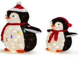 2-Piece Lighted Plush Penguins Christmas Yard Decorations, Set of 2 Pre-lit Pull Up Penguins with 67152171