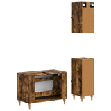 3 Piece Bathroom Cabinet Set ALKMAAR Smoked Oak Engineered Wood 3417752