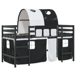 ZNTS Kids' Loft Bed with Tunnel without Mattress White&Black 90x200cm 3206997