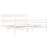 Bed Frame without Mattress White 200x200 cm Solid Wood 3195112