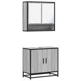 ZNTS 2 Piece Bathroom Furniture Set Grey Sonoma Engineered Wood 3300918