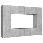 8 Piece TV Cabinet Set Concrete Grey Engineered Wood 3079088