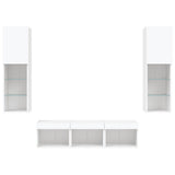 5 Piece TV Wall Units with LED White Engineered Wood 3216604