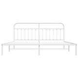 Bed Frame White Powder-Coated Steel Double Bed Frame 352634