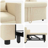 Pull out Sofa Bed Single Cream 90 x 165 x 87 cm Fabric 42002691
