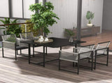 Five-Piece Metal Dining Set, with Folding Back Chairs, Light Grey T3398P320034