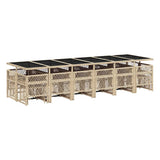 17 Piece Garden Dining Set with Cushions Beige Poly Rattan 3210828