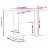 Dining Table White 110 x 60 x 75 cm Engineered Wood 863160