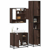 3 Piece Bathroom Furniture Set Brown Oak Engineered Wood 3301119