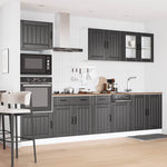 ZNTS 7 Piece Kitchen Cabinet Set Kalmar Black Engineered Wood 3314742