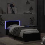 Bed Frame without Mattress with LED Lights Black 75x190 cm Small Single 838842