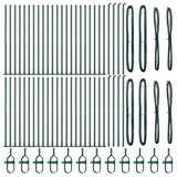 Fence Post with Concrete Base 52 pcs Green Powder-Coated Steel 3350228