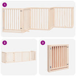Dog Gate with Door Foldable 6 Panels 480 cm Poplar Wood 3155669
