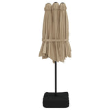 Double-Head Garden Parasol with LEDs Taupe 449x265 cm 362956