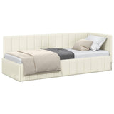 Corner Bed Frame with Headboard Cream 80 x 200 cm Velvet 42016294