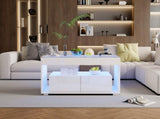 High Gloss Coffee with Open Storage, LED lights, Centre with glass tabletop, Sofa Side N605P368345W
