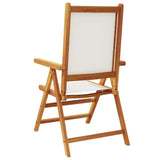 Reclining Garden Chairs 8 pcs Cream White Fabric and Solid Wood 3214540