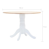 ZNTS Dining Table White and Brown 106 cm Solid Rubber Wood 247354